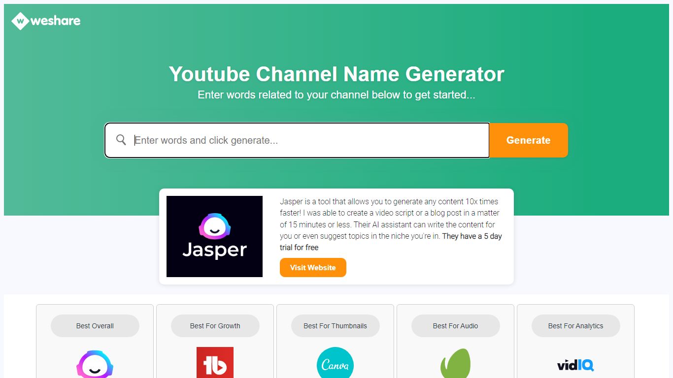 FREE YouTube Channel Name Generator (2000+ Ideas) + Availability Check